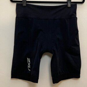 2xu Performance Cycling Shorts Padded Womens XXL 2XL Plus Black Nylon Blend 8"